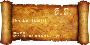Bordás Dávid névjegykártya